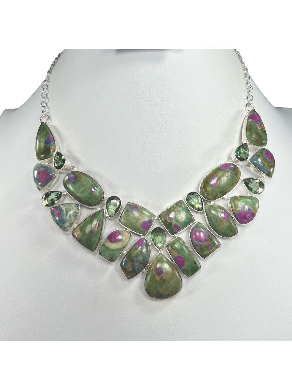 Beautiful Ruby Fuchsite 925 Large Gemstone Necklace